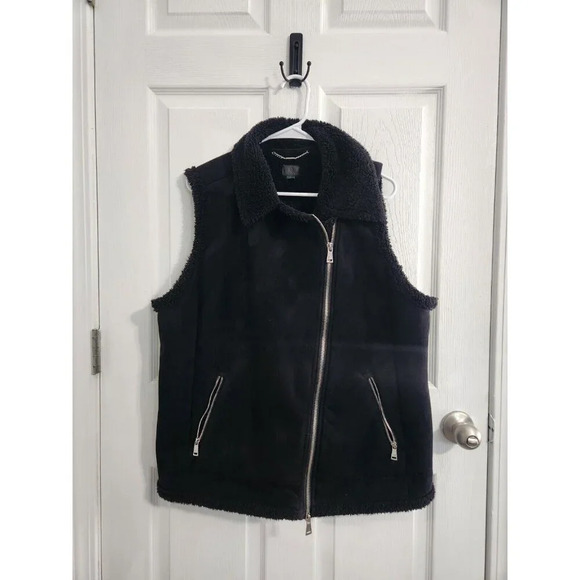 Ralph Lauren Black Label Jackets & Blazers - Ralph Lauren LRL black label faux shearling suade moto vest punk woman LG